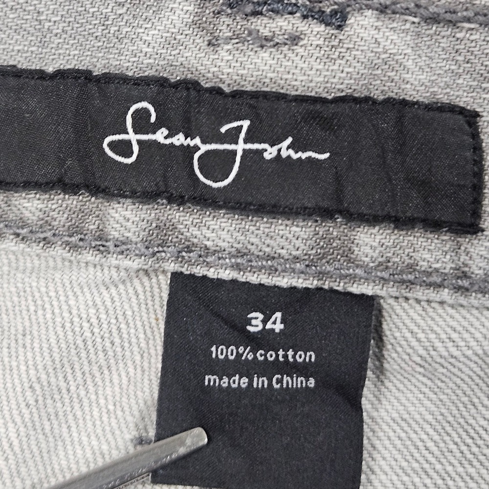Sean John Jeans Mens 34 Charcoal Wash Straight Leg Baggy Denim Streetwear Y2K - Picture 5 of 6